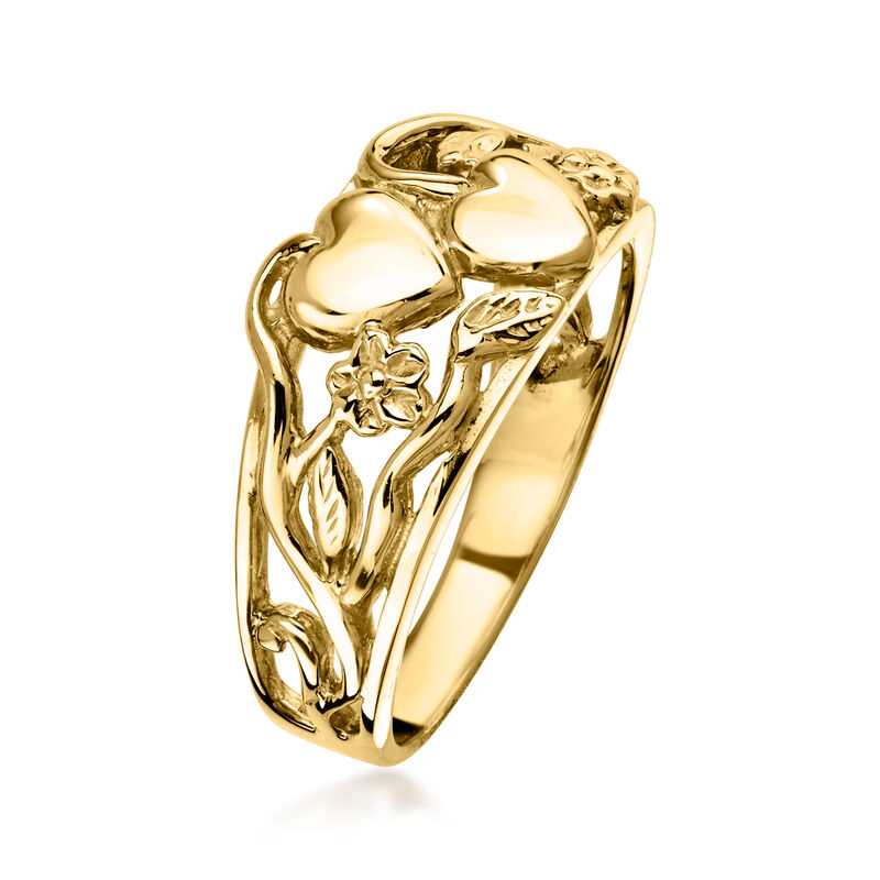 C. 1990 Vintage 14kt Yellow Gold Flower Ring. Size 5 image number 2