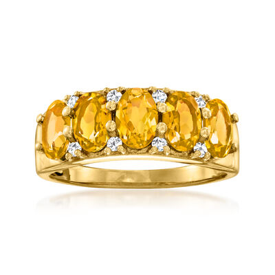 2.00 ct. t.w. Citrine and .30 ct. t.w. White Zircon Ring in 18kt Gold Over Sterling