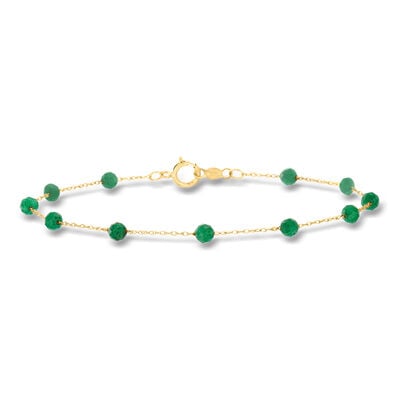 1.60 ct. t.w. Emerald Bead Station Bracelet in 14kt Yellow Gold