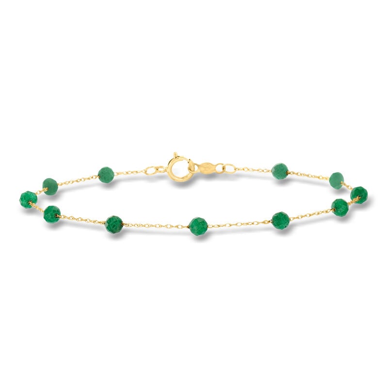 1.60 ct. t.w. Emerald Bead Station Bracelet in 14kt Yellow Gold image number 0