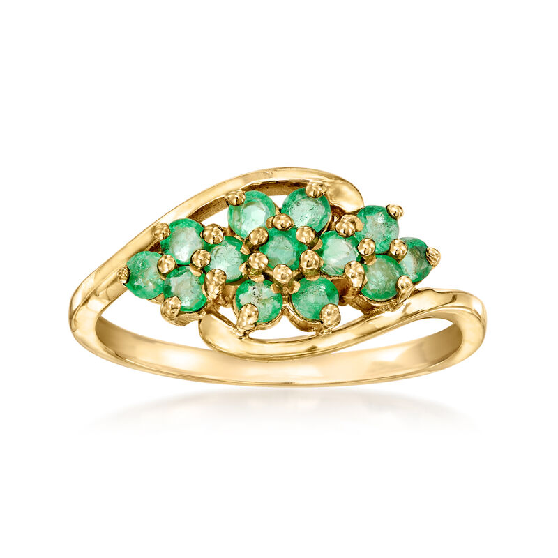 C. 1980 Vintage .65 ct. t.w. Emerald Cluster Ring in 14kt Yellow Gold. Size 6 image number 0