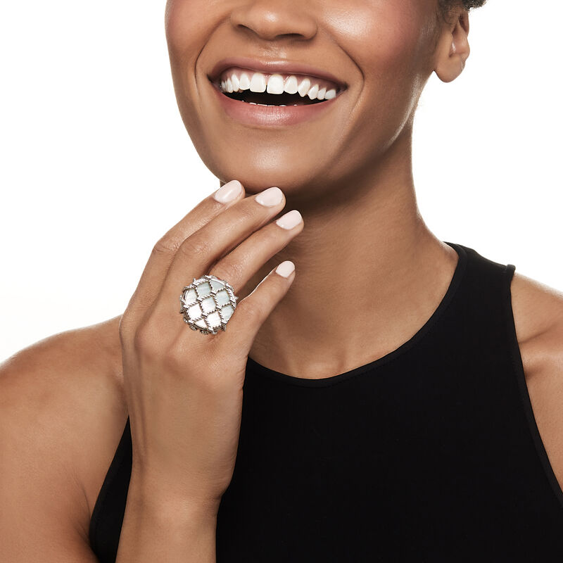 Judith Ripka "Isola" Mother-of-Pearl Ring in Sterling Silver image number 1