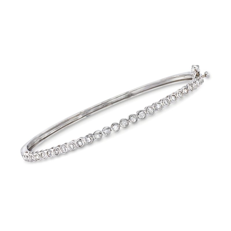 1.00 ct. t.w. Bezel-Set Diamond Bangle Bracelet in 14kt White Gold image number 0