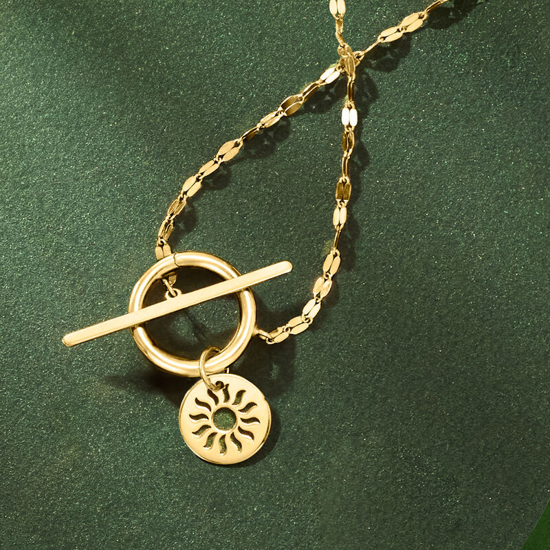 Italian 14kt Yellow Gold Sun Cut-Out Charm image number 2