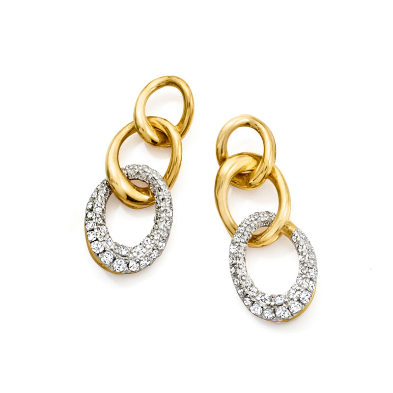 .33 ct. t.w. Pave Diamond Link Drop Earrings in 18kt Yellow Gold. Drop Earrings image number 2