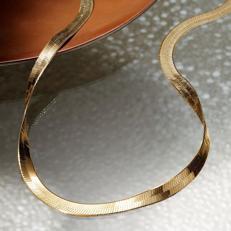 6mm Italian 18kt Gold Over Sterling Herringbone Necklace image number 2