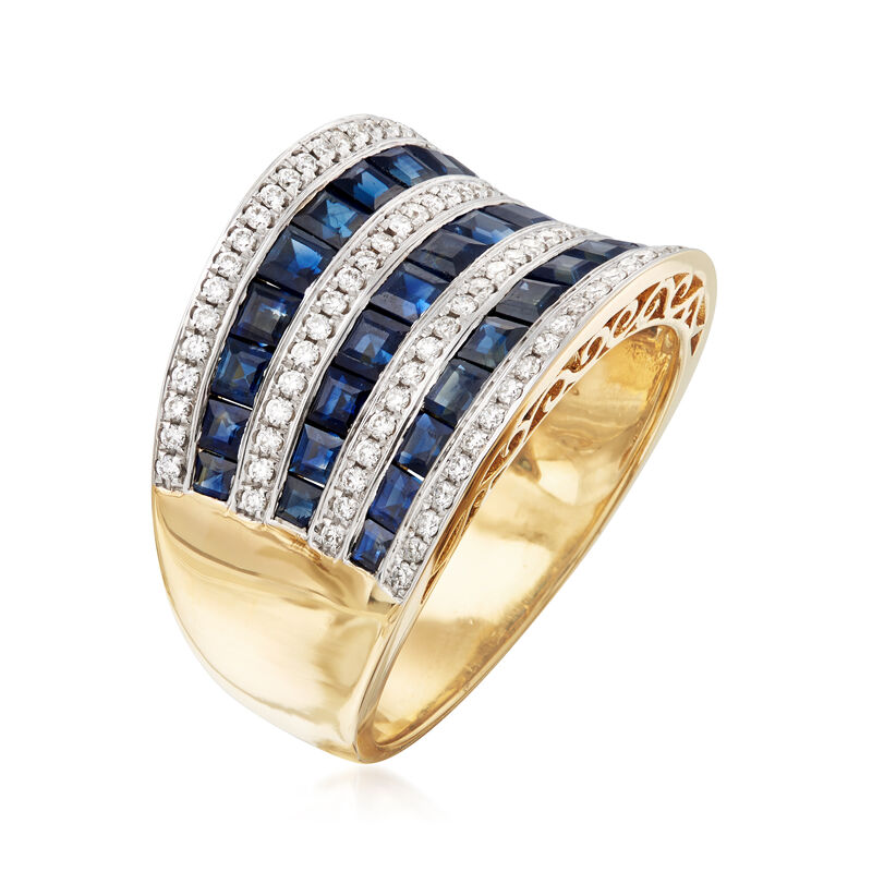 2.75 ct. t.w. Sapphire and .34 ct. t.w. Diamond Ring in 18kt Yellow Gold image number 2