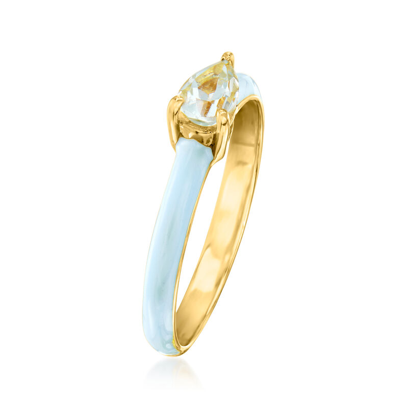 .40 Carat Aquamarine Ring with Pastel Blue Enamel in 18kt Gold Over Sterling image number 2