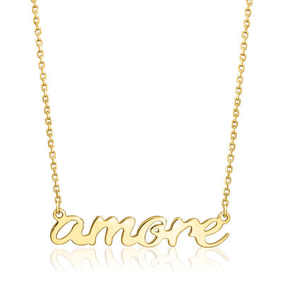 Italian 14kt Yellow Gold "Amore" Necklace