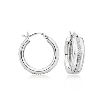 Sterling Silver Striped Hoop Earrings
