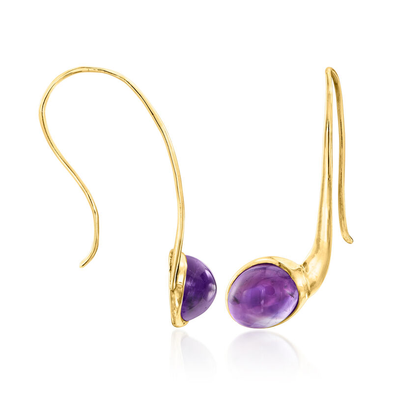 C. 1990 Vintage 5.30 ct. t.w. Amethyst Drop Earrings in 14kt Yellow Gold image number 2