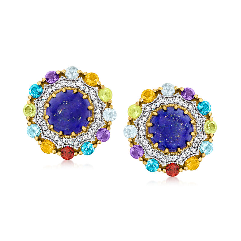 Lapis and 3.00 ct. t.w. Multi-Gemstone Earrings in 18kt Gold Over Sterling image number 0