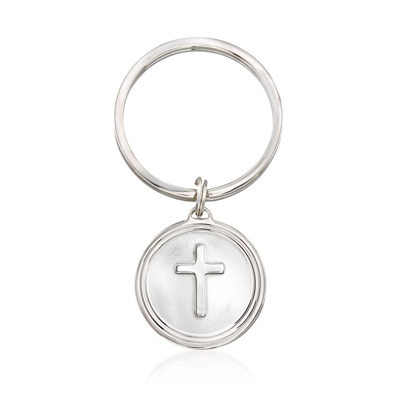 Sterling Silver Round Cross Keychain image number 0