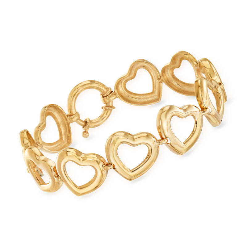 18kt Gold Over Sterling Heart Bracelet image number 0