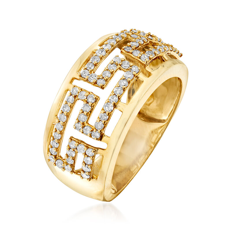 .55 ct. t.w. Diamond Greek Key Ring in 14kt Yellow Gold image number 2