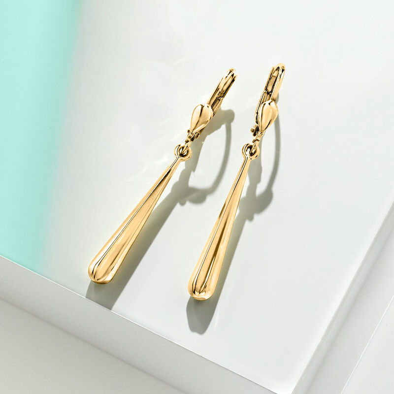 10kt Yellow Gold Elongated Teardrop Earrings   image number 3