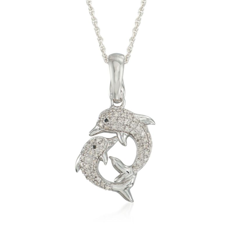 .20 ct. t.w. Diamond Dolphin Pendant Necklace in Sterling Silver image number 0
