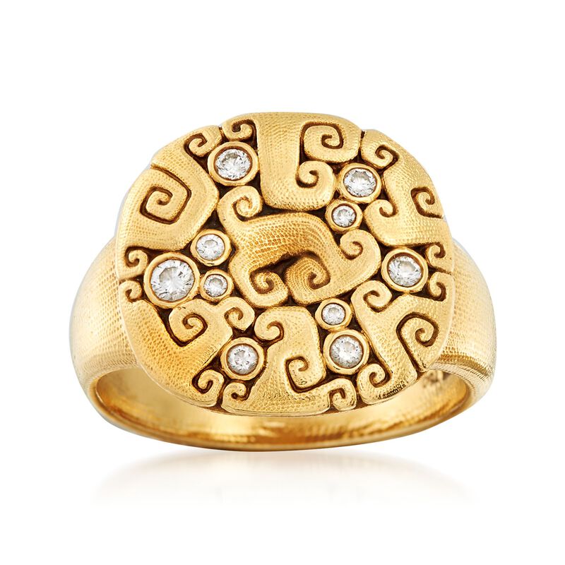 C. 2000 Vintage Alex Sepkus .13 ct. t.w. Diamond Swirl Ring in 18kt Yellow Gold. Size 5.5 image number 0