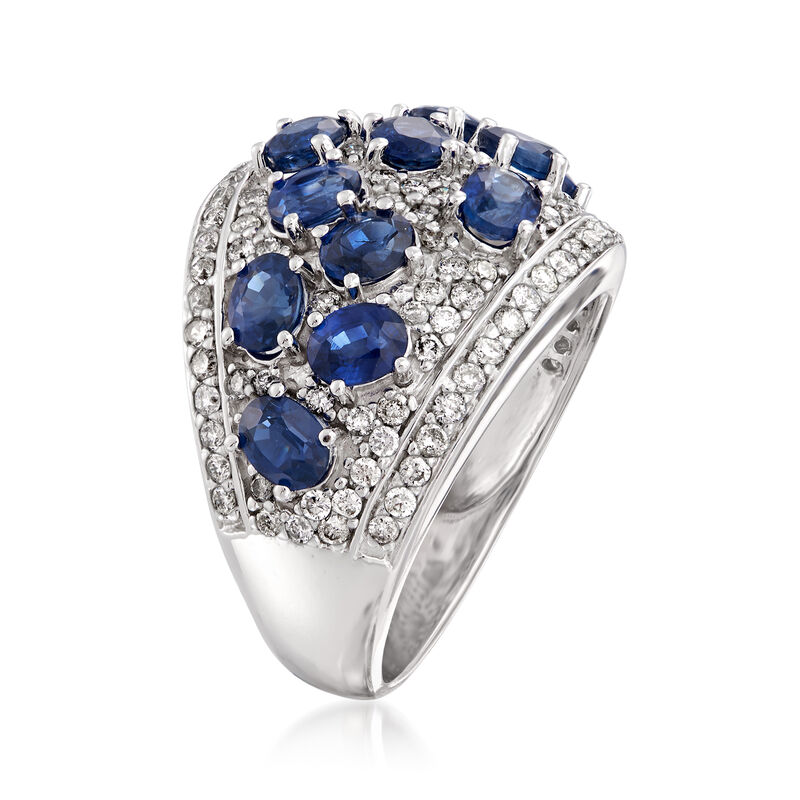 3.20 ct. t.w. Sapphire and 1.15 ct. t.w. Diamond Dome Ring in 14kt White Gold image number 2