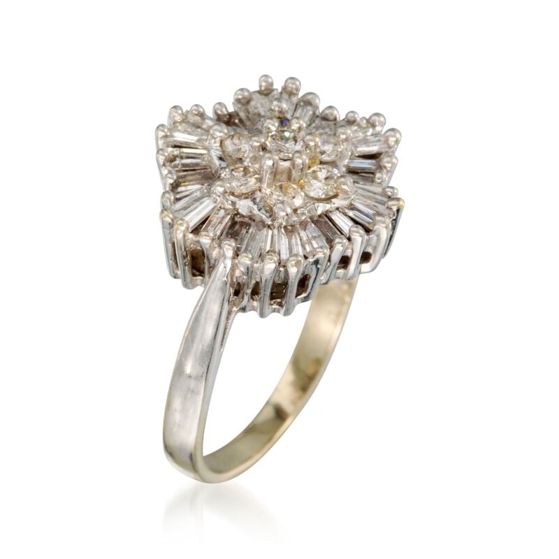 C. 1970 Vintage 1.00 ct. t.w. Diamond Ring in 14kt White Gold image number 2