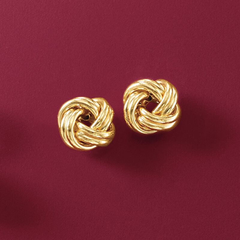 14kt Yellow Gold Love Knot Stud Earrings image number 2