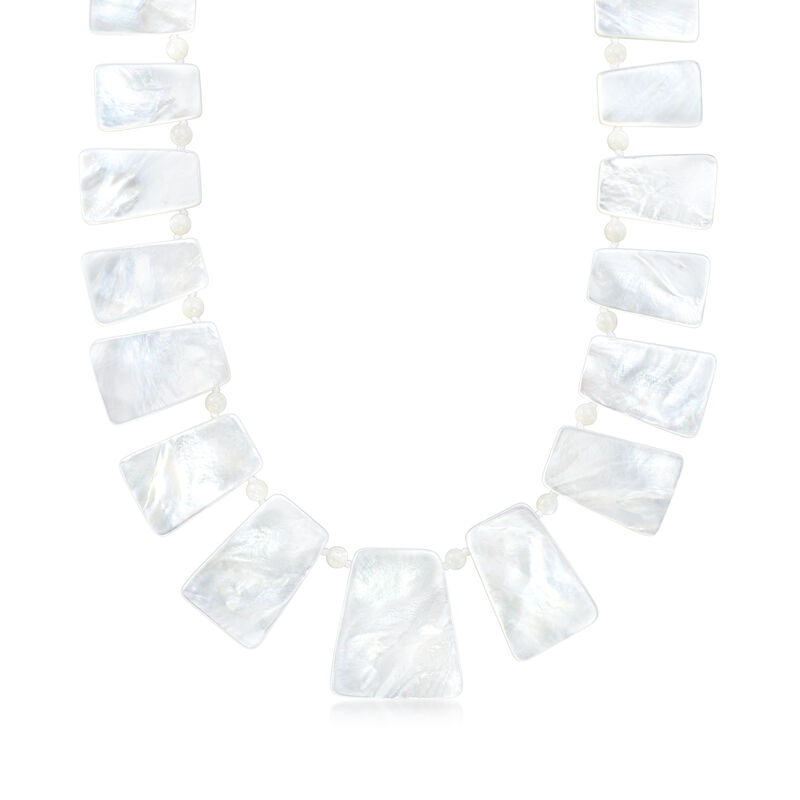 Mother-of-Pearl Necklace with 18kt Gold Over Sterling. 18" image number 1