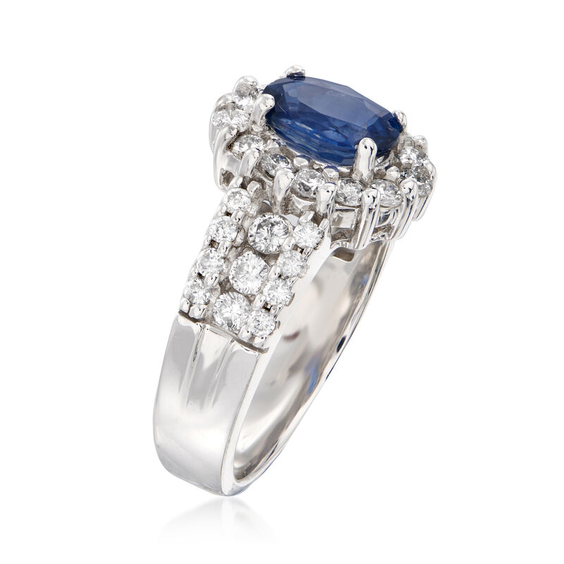 1.50 Carat Sapphire and .90 ct. t.w. Diamond Ring in 14kt White Gold image number 2