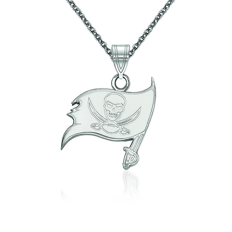 14kt White Gold NFL Tampa Bay Buccaneers Pendant Necklace. 18&quot; image number 0