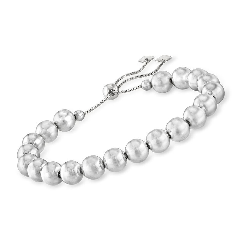 8mm Sterling Silver Bead Bolo Bracelet image number 0
