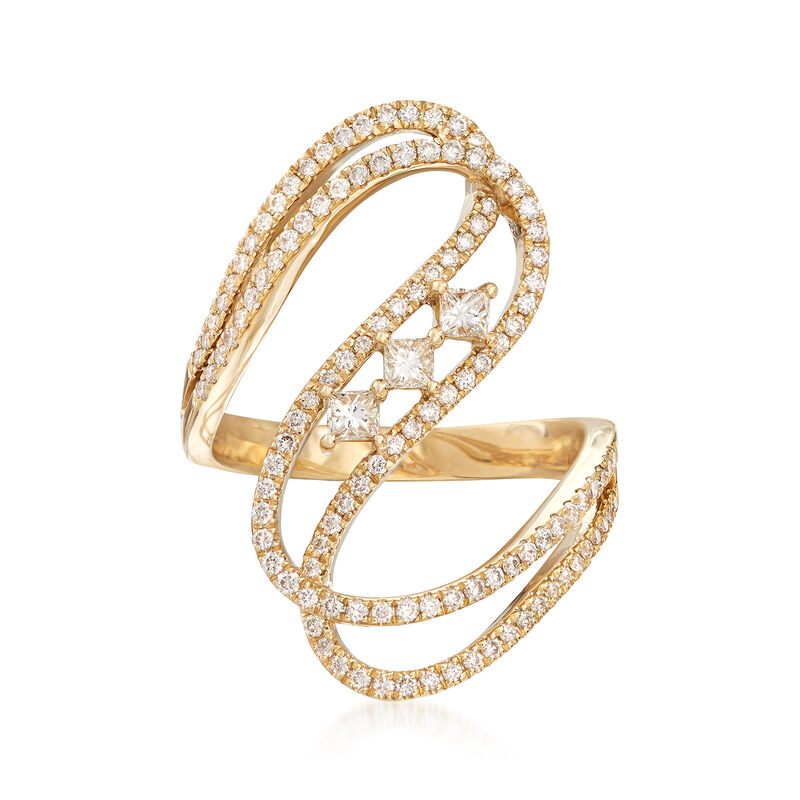 .80 ct. t.w. Diamond Wave Ring in 14kt Yellow Gold image number 0
