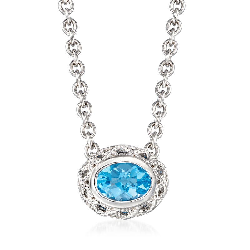 Andrea Candela &quot;Rioja&quot; 2.40 Carat Blue Topaz Necklace in Sterling Silver. 17&quot; image number 1