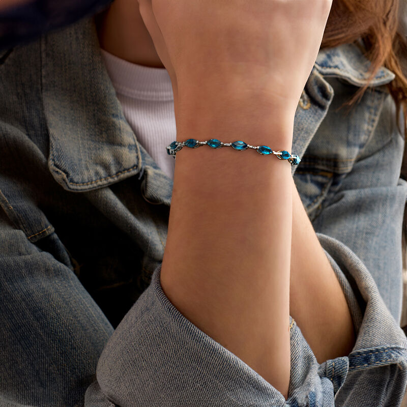 9.50 ct. t.w. London Blue Topaz Bracelet in Sterling Silver image number 1