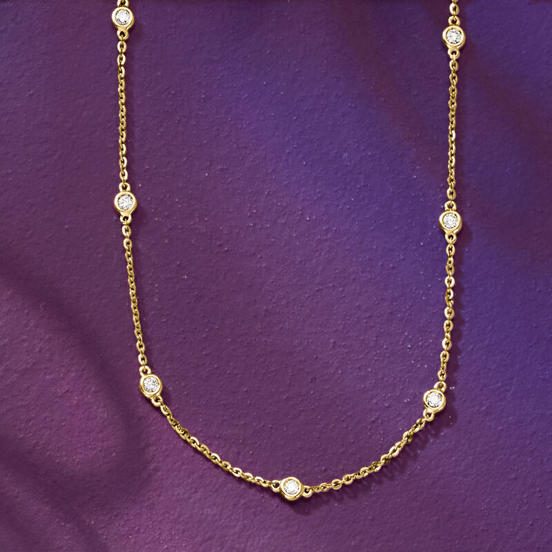 .50 ct. t.w. Bezel-Set Diamond Station Necklace in 14kt Yellow Gold image number 5