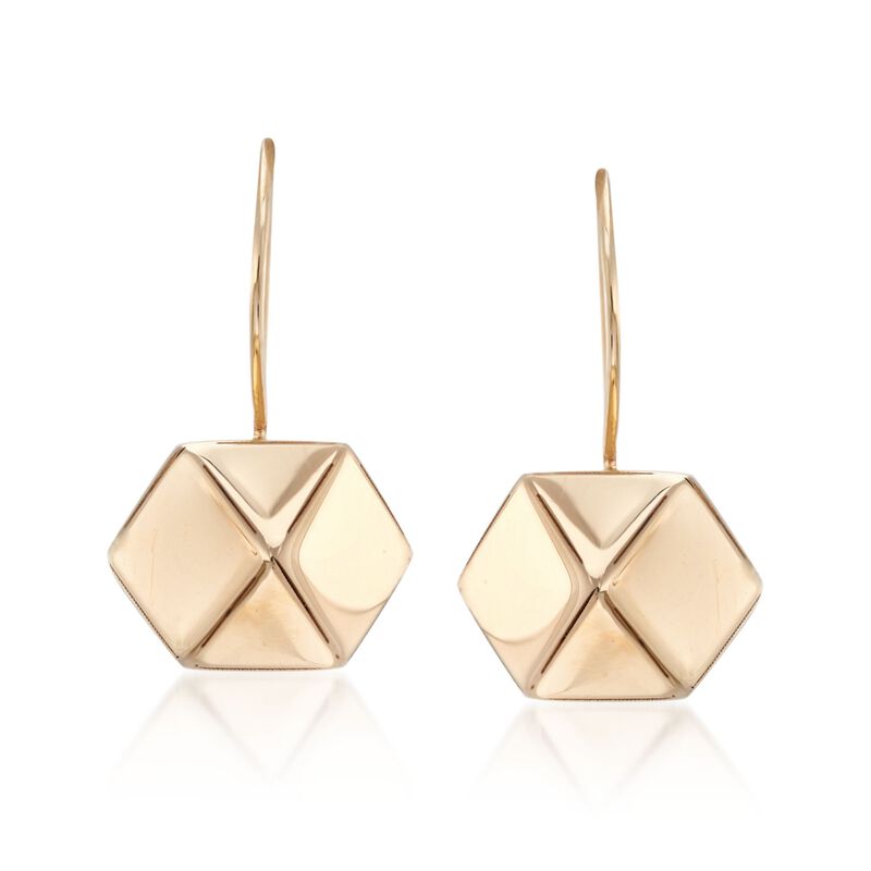 14kt Yellow Gold Hexagon Drop Earrings  image number 0