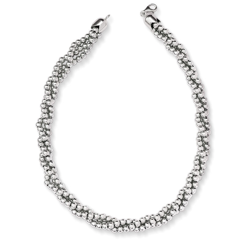 Italian Sterling Silver Twisted Bead Necklace image number 6