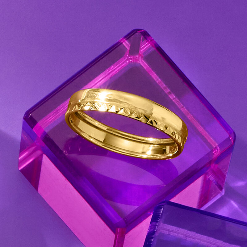 Italian 14kt Yellow Gold Diamond-Cut and Polished Ring image number 6