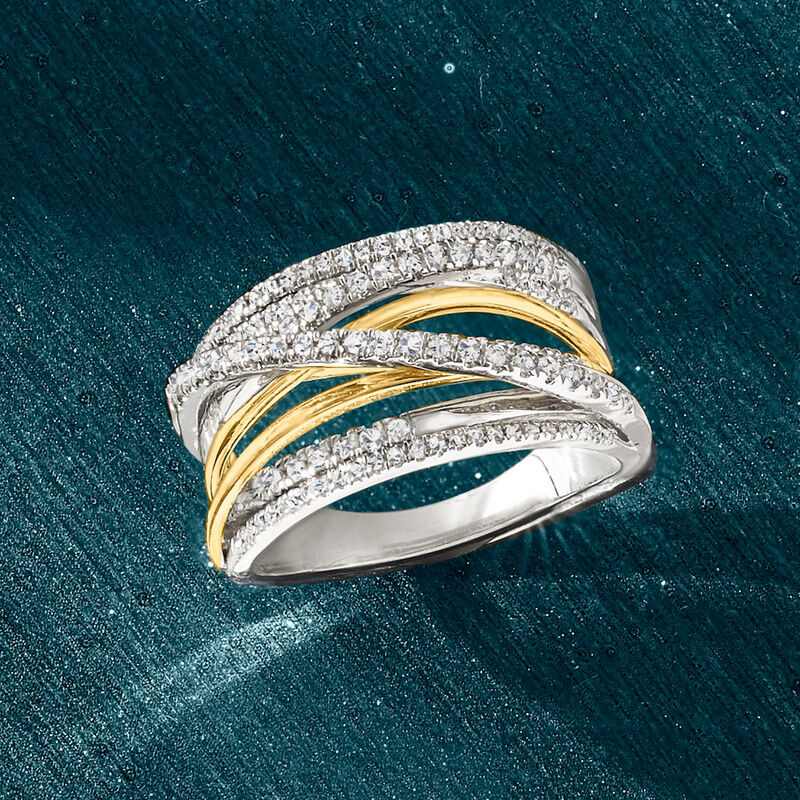 .50 ct. t.w. Diamond Highway Ring in Sterling Silver with 14kt Yellow Gold image number 3