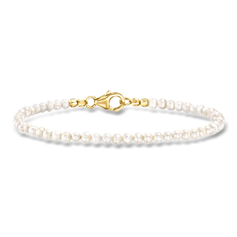 3-3.5mm Cultured Pearl Bead Bracelet in 18kt Gold Over Sterling image number 0