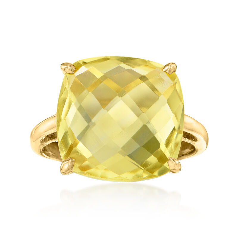 7.25 Carat Lemon Quartz Ring in 18kt Gold Over Sterling. Size 7 image number 0