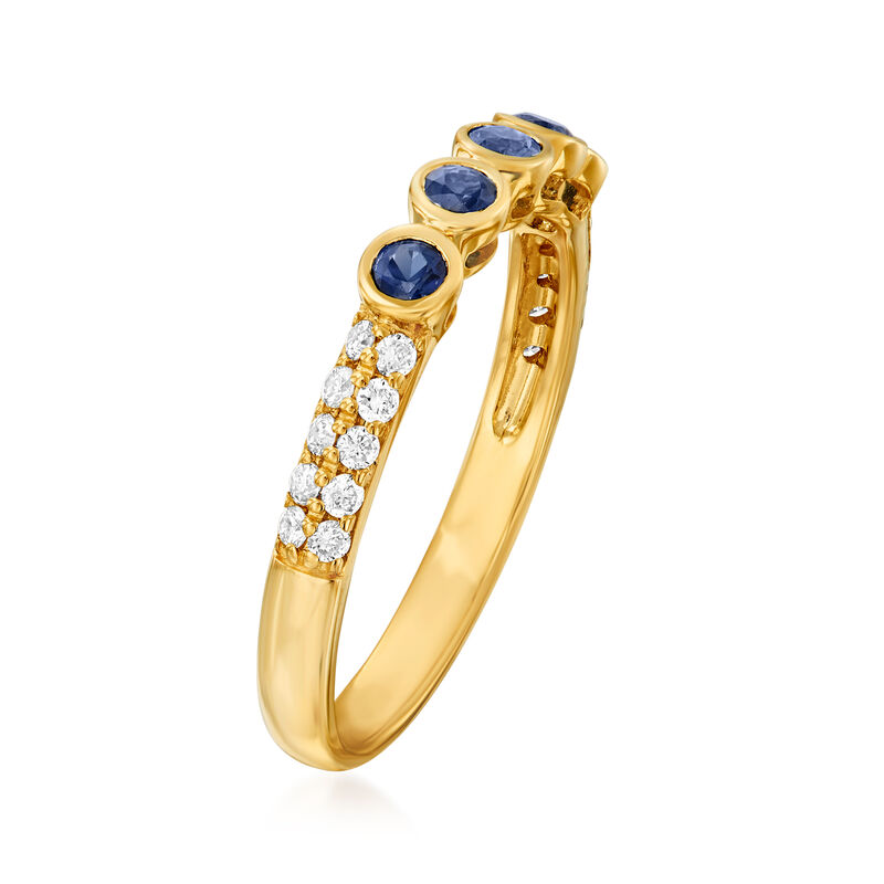 .30 ct. t.w. Sapphire Station Ring with .21 ct. t.w. Diamonds in 14kt Yellow Gold image number 2