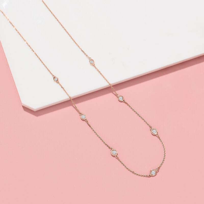 .33 ct. t.w. Graduated Bezel-Set Diamond Station Necklace in 14kt Rose Gold image number 2