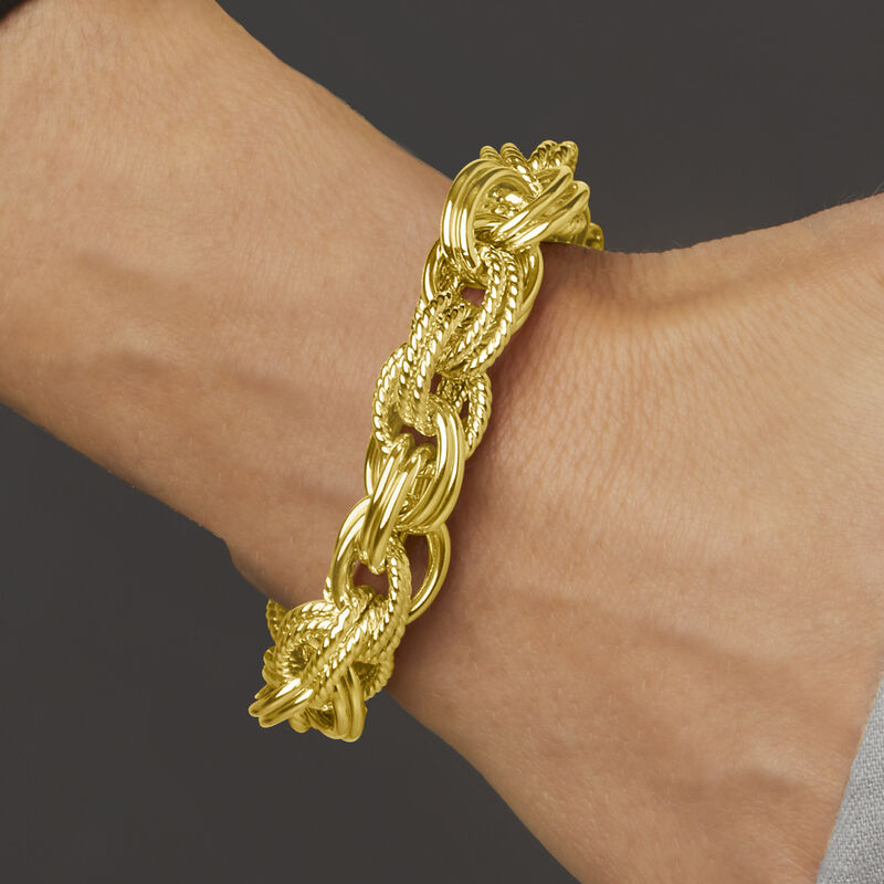 18kt Gold Over Sterling Multi-Oval Link Bracelet image number 2