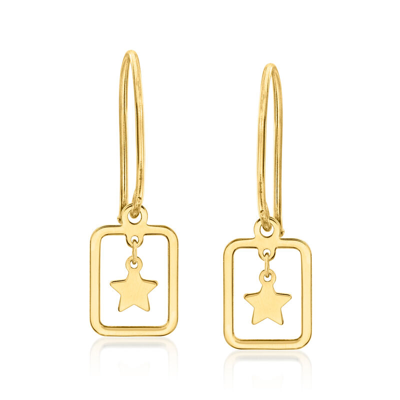 Italian 14kt Yellow Gold Framed Star Drop Earrings image number 0