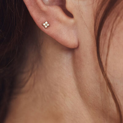 .10 ct. t.w. Diamond Clover Flat-Back Stud Earrings in 10kt Yellow Gold