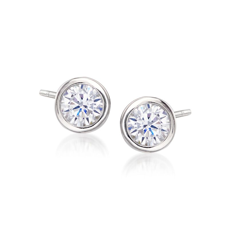 1.00 ct. t.w. Bezel-Set CZ Stud Earrings in Sterling Silver image number 0