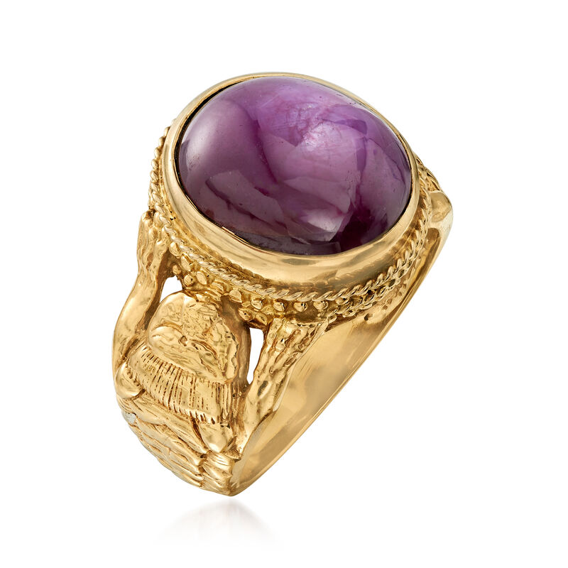 C. 1970 Vintage 17.00 Carat Star Ruby Ring in 14kt Yellow Gold. Size 10 image number 2