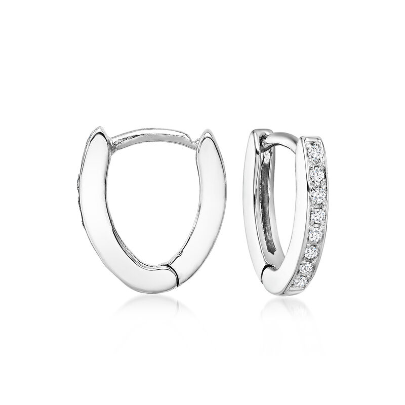 .15 ct. t.w. Diamond Hoop Earrings in 18kt White Gold. 1/2" image number 0