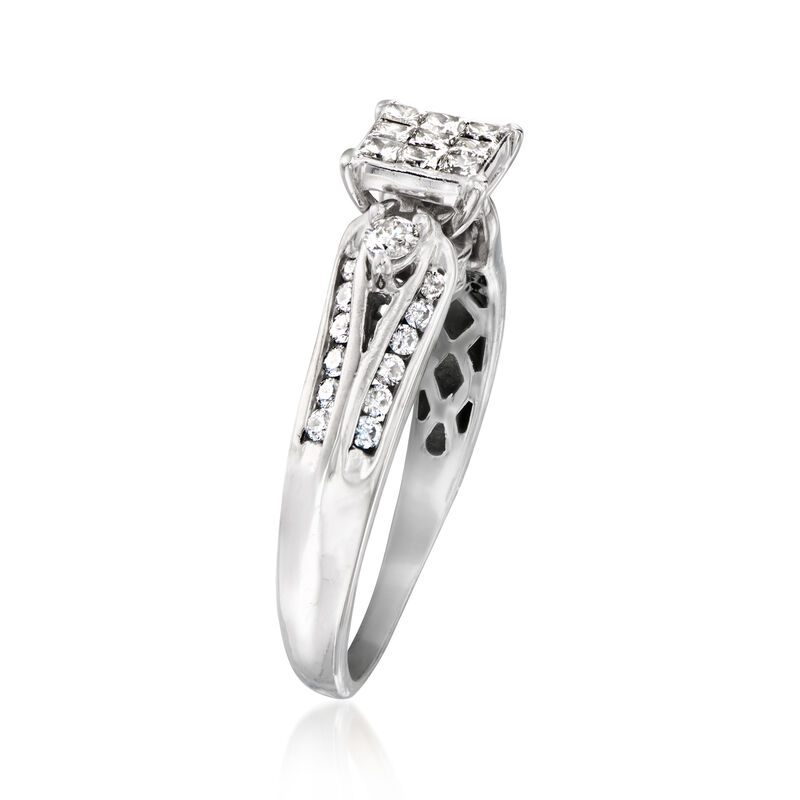C. 1990 Vintage 1.00 ct. t.w. Diamond Cluster Ring in 10kt White Gold. Size 7.5 image number 2