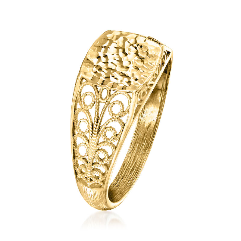 18kt Gold Over Sterling Openwork Filigree Signet Ring image number 2