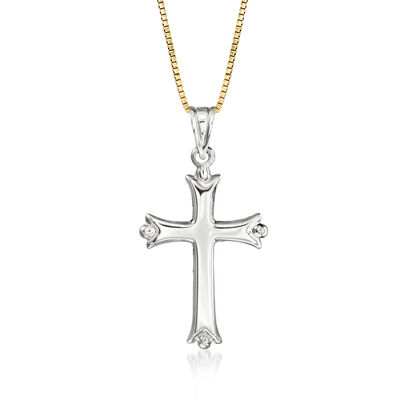 C. 1990 Vintage 14kt Two-Tone Gold Reversible Cross Pendant Necklace